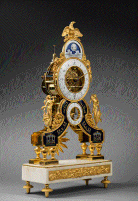 Directoire blue enamelled skeleton clock, Paris, date circa 1795