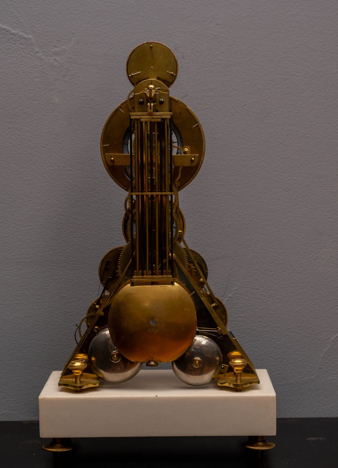 Baudin, French Revolutionary Skeleton Clock with Dual Time Display Signed: Baudin, Paris, date ca. 1793-1795