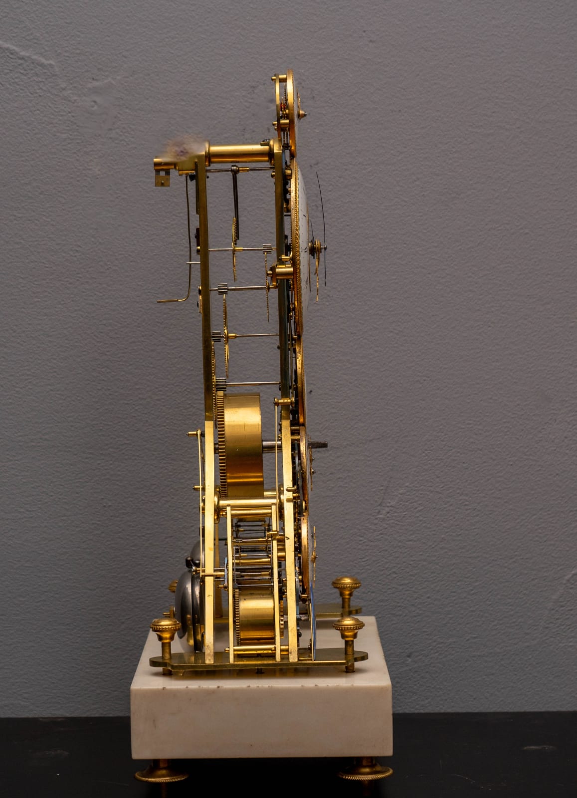 Baudin, French Revolutionary Skeleton Clock with Dual Time Display Signed: Baudin, Paris, date ca. 1793-1795