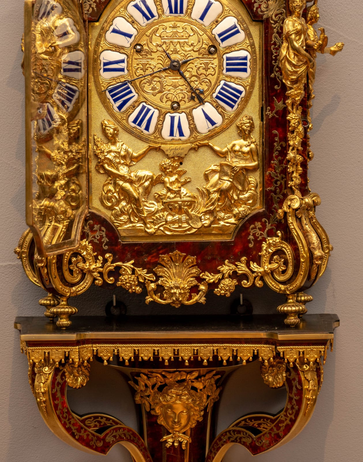 Nicolas Gribelin, A LOUIS XIV GILT BRONZE MOUNTED BOULLE CARTEL CLOCK WITH BRACKET, Paris, date circa 1700-10