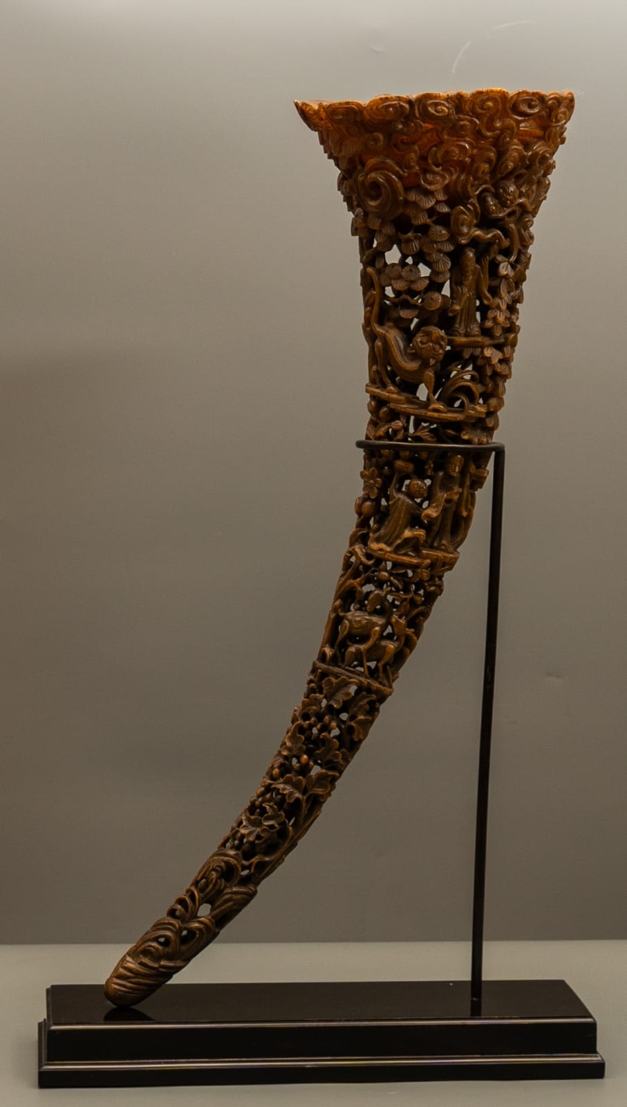 Unknown, A CHINESE NINETEENTH CENTURY QING DYNASTY CARVED RHINOCEROS HORN FULL-TIP CUP , China, almost certainly Canton, date mid to late nineteenth century