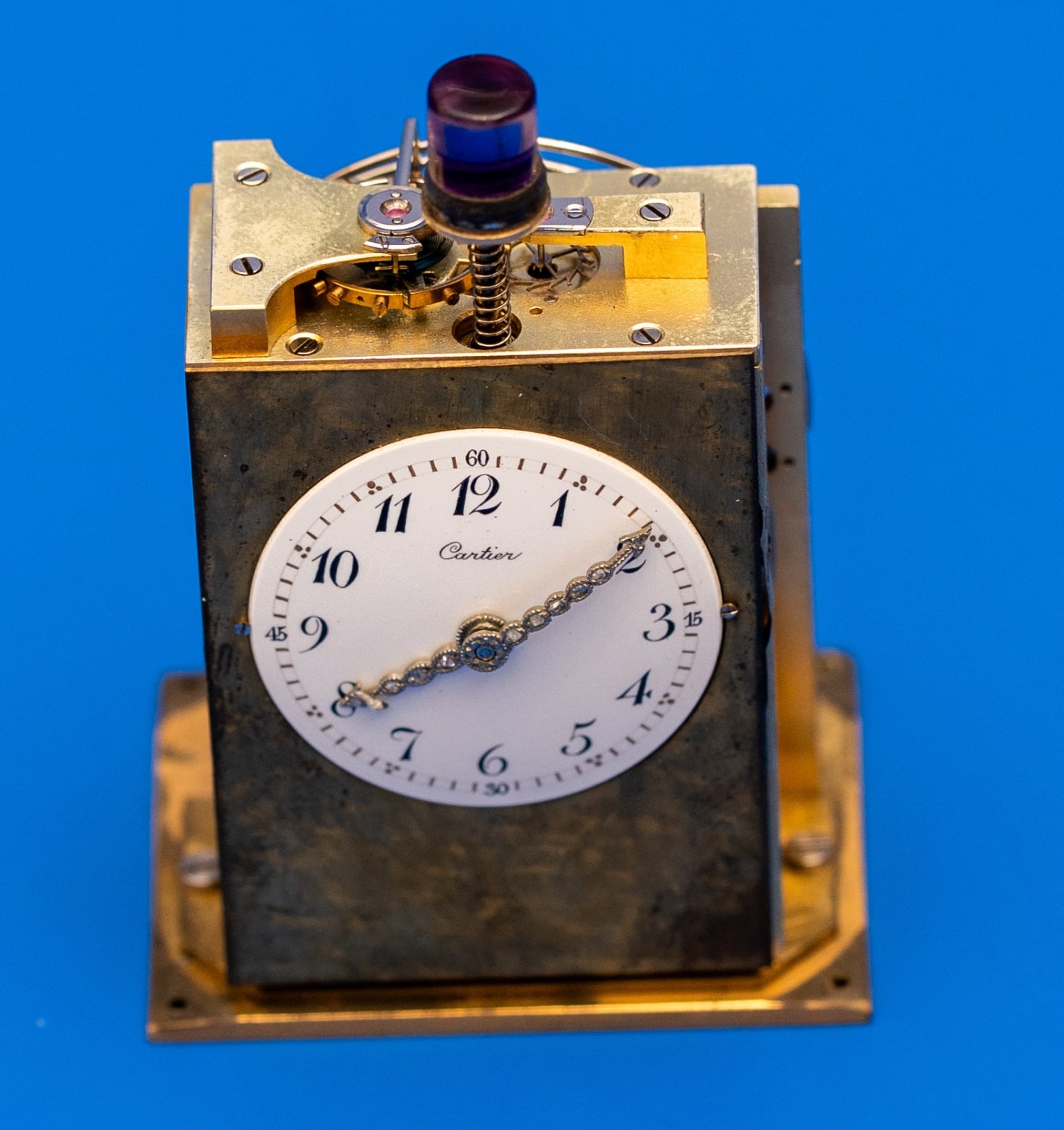 Cartier, AN ART DECO SILVER AND ENAMEL CARTIER TRAVELLING CLOCK, France, most probably Paris, date circa 1910-20