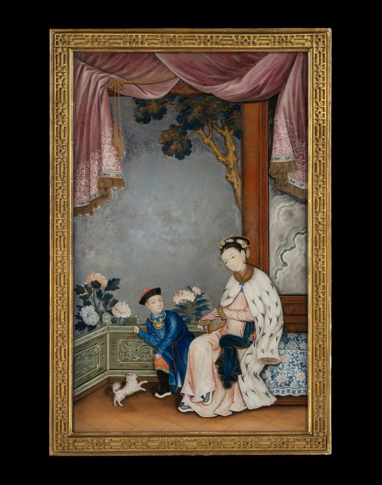 AN EXCEPTIONAL EIGHTEENTH-CENTURY CHINESE EXPORT REVERSE-PAINTED MIRROR, English, circa 1770