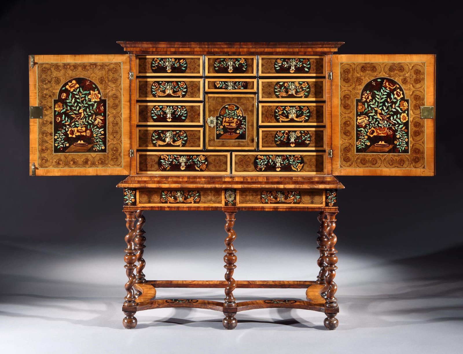 AN EXCEPTIONAL WILLIAM & MARY MARQUETRY CABINET-ON-STAND, ENGLISH, CIRCA 1690