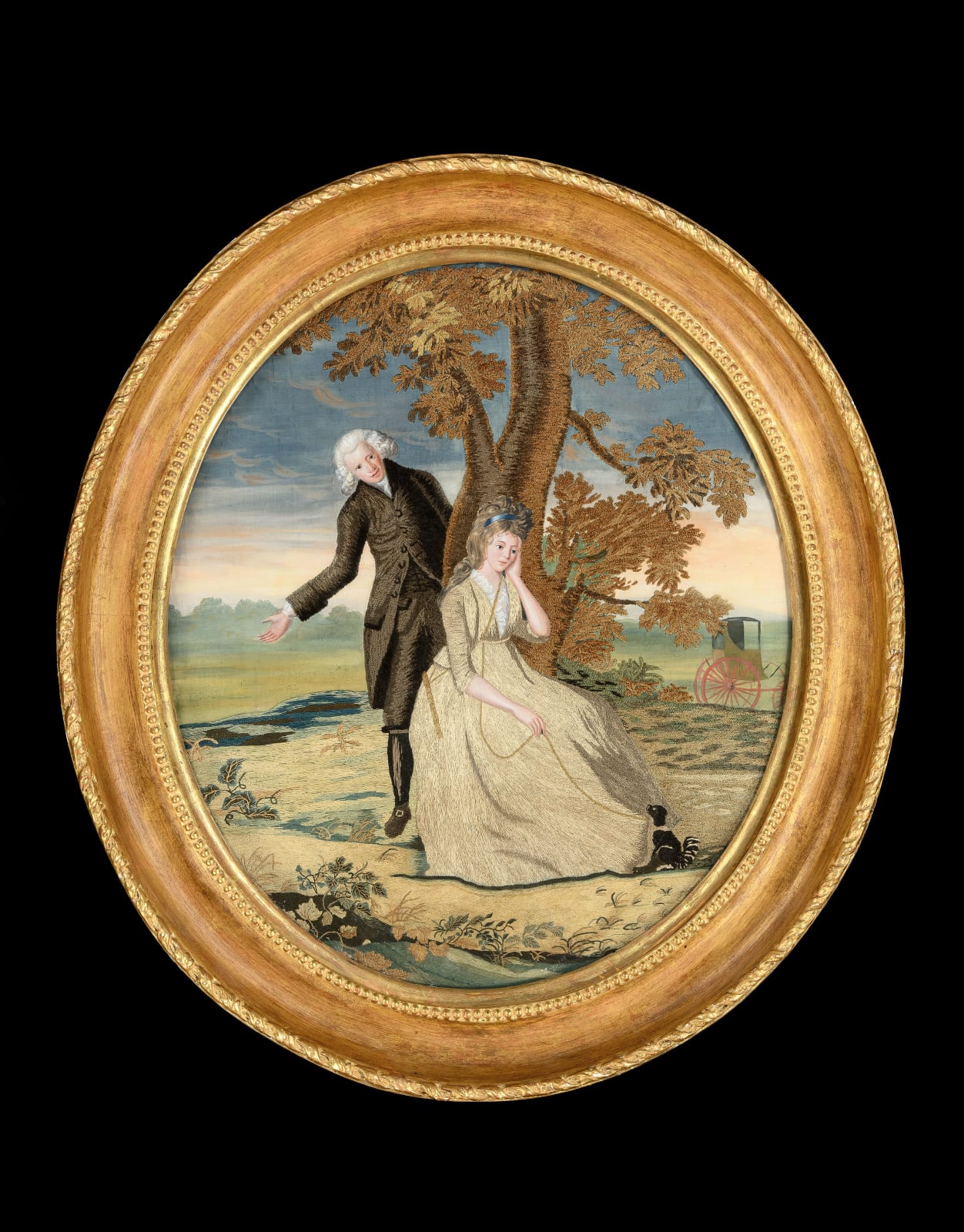 A Regency Needlework picture depicting ' A Proposal', English, circa 1815