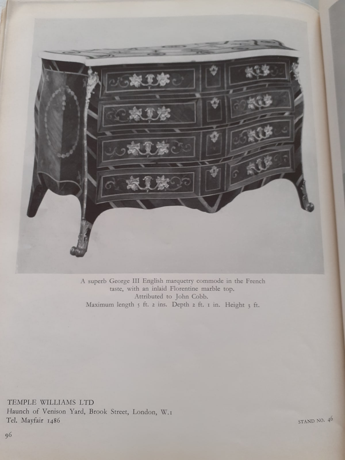 A GEORGE III MARQUETRY COMMODE ATTRIBUTED TO PIERRE LANGLOIS, ENGLISH, CIRCA 1765 - 70