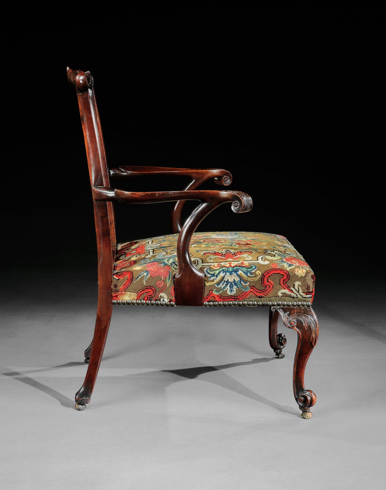 THE SPETCHLEY PARK SUITE OF EIGHT GEORGE II MAHOGANY ARMCHAIRS, ENGLISH, CIRCA 1755 - 60