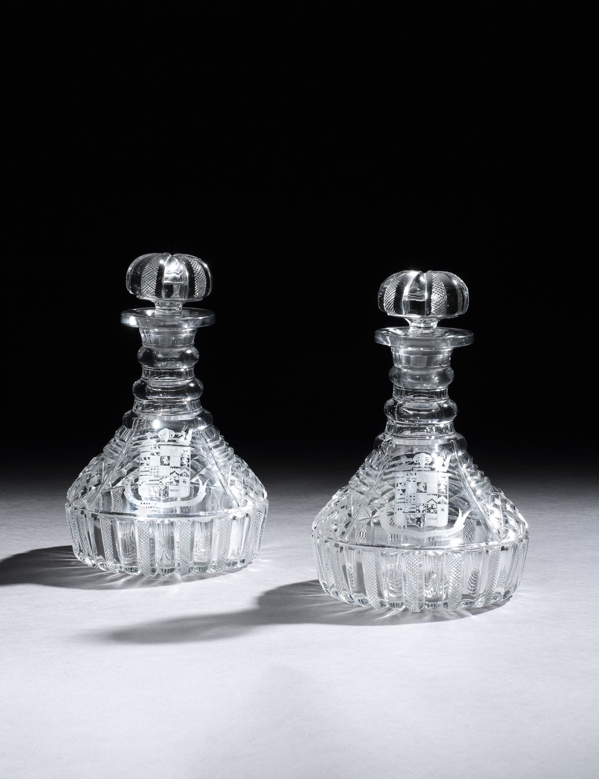 A PAIR OF GEORGE IV DECANTERS , English, 1823