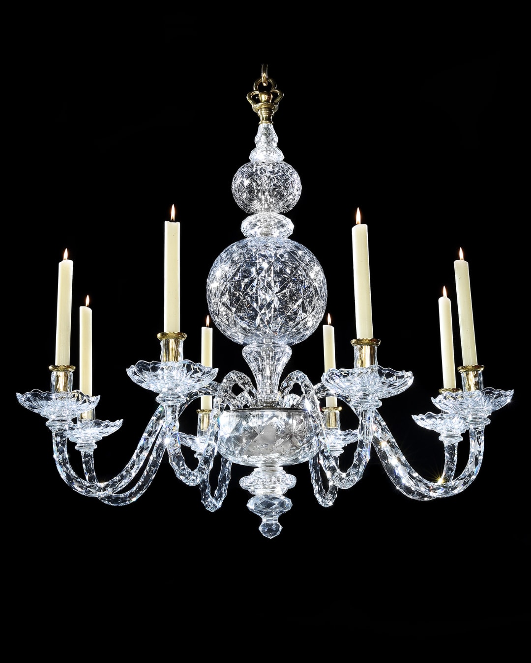 A GEORGE II CUT GLASS EIGHT LIGHT CHANDELIER, English, circa 1755