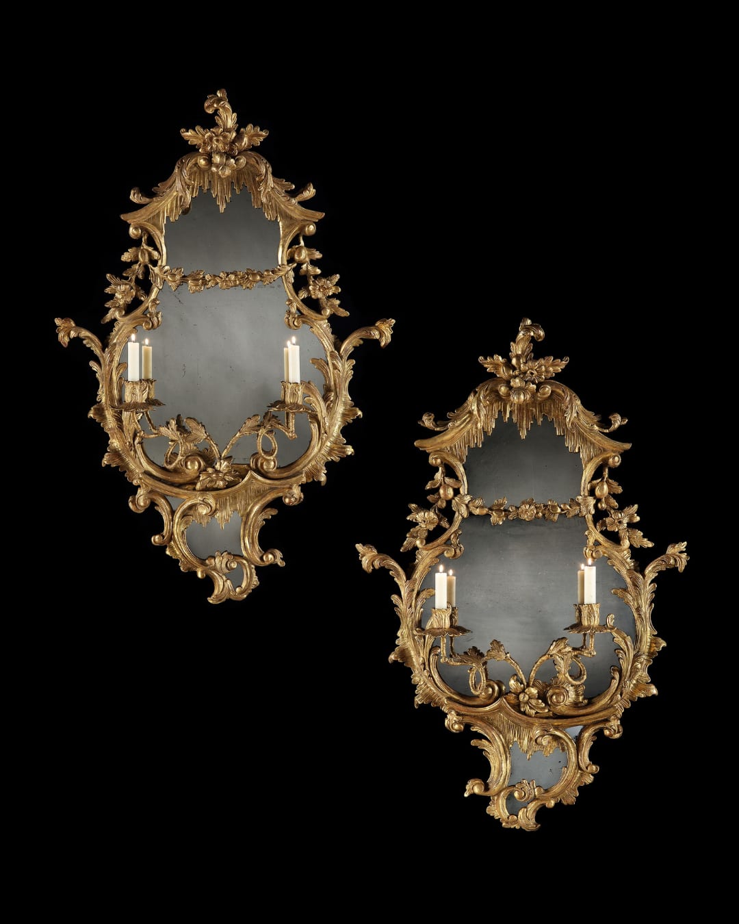 A PAIR OF GEORGE III GILTWOOD GIRANDOLES, English, circa 1765