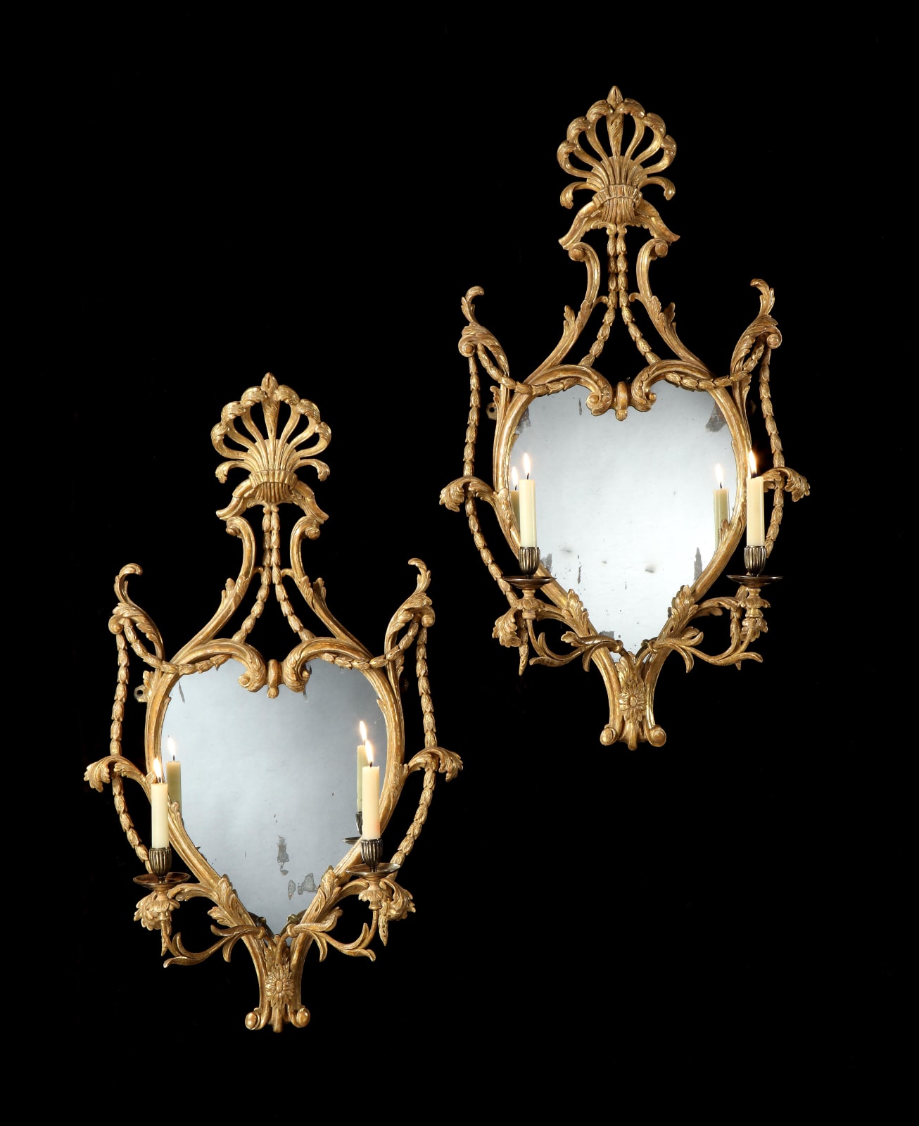A PAIR OF GEORGE III GILTWOOD GIRANDOLES, English, circa 1770