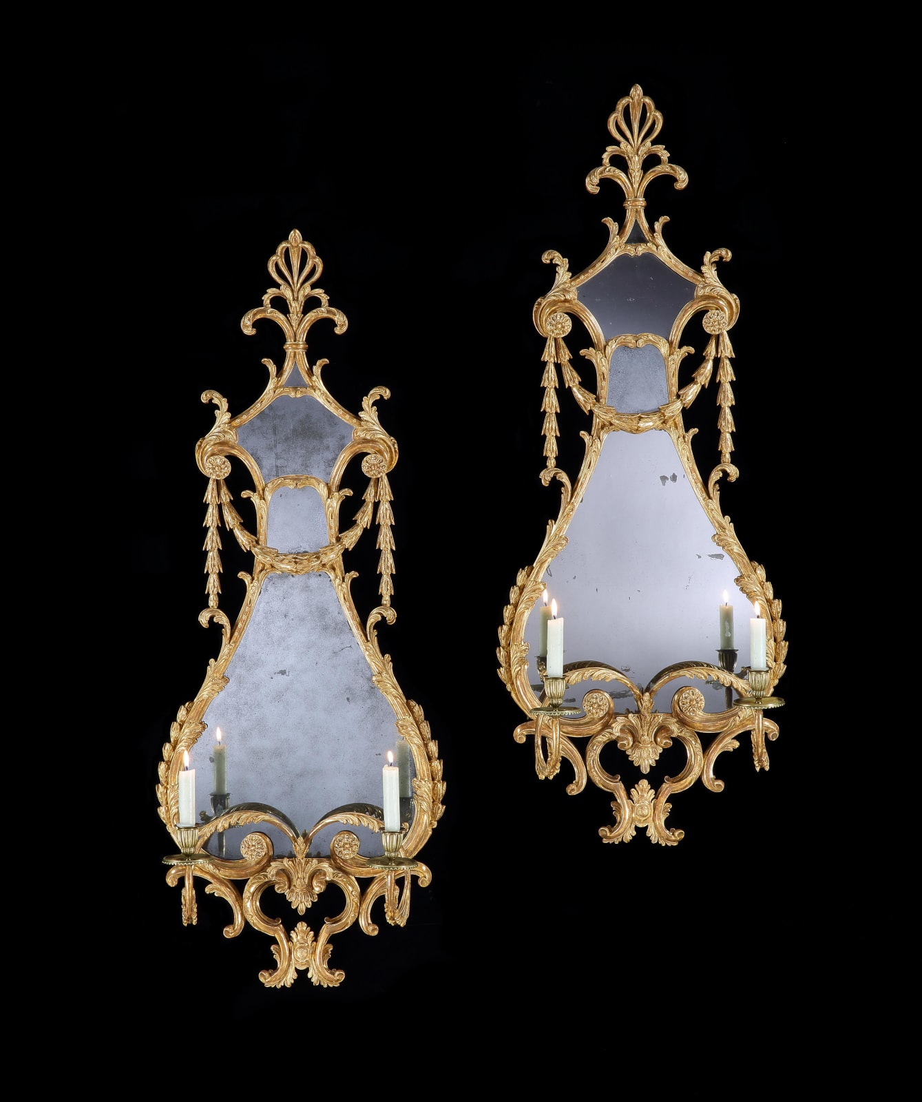 A PAIR OF GEORGE III GILTWOOD GIRANDOLES, English, circa 1770