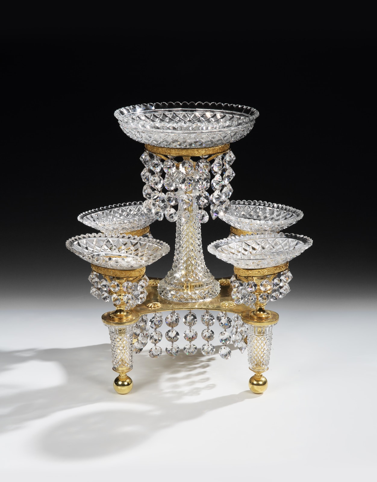 A REGENCY CUT GLASS AND ORMOLU EPERGNE BY JOHN BLADES, English, circa 1815
