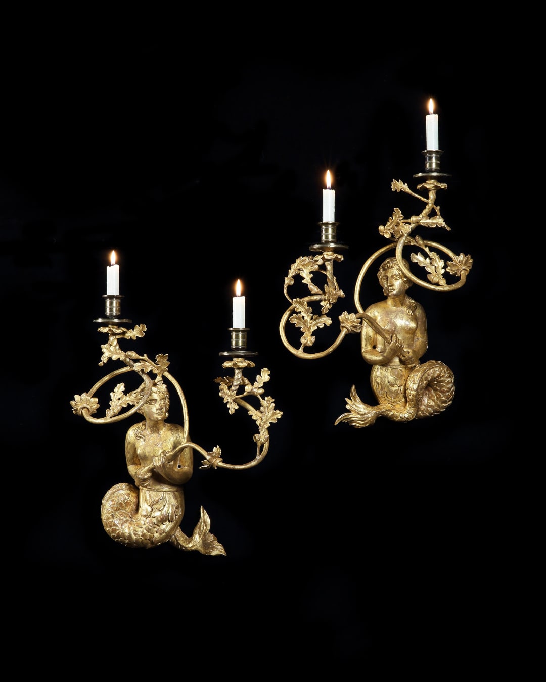 A PAIR OF REGENCY GILTWOOD WALL LIGHTS, English, circa 1815