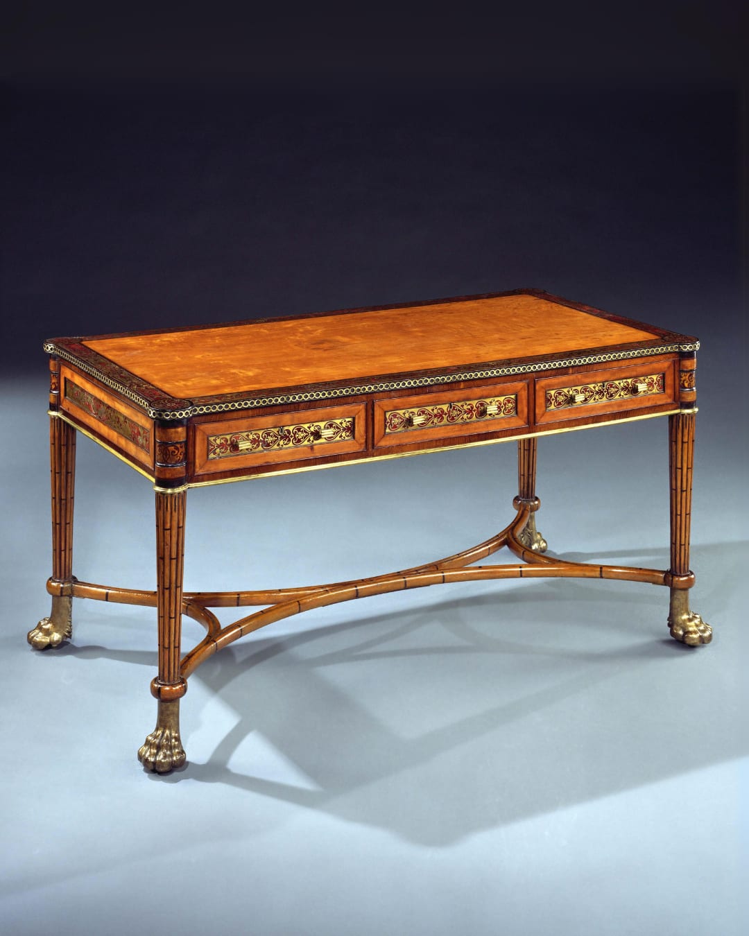 A REGENCY SATINWOOD BOULLE INLAID LIBRARY TABLE, English, circa 1815