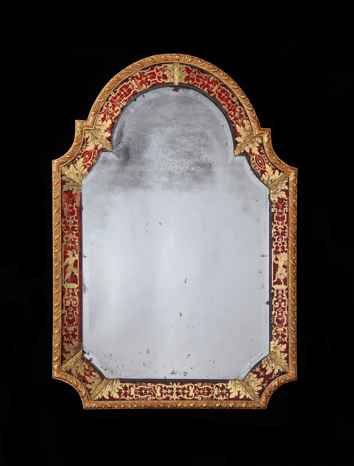 A QUEEN ANNE VERRE ÉGLOMISÉ BORDER GLASS MIRROR, English, circa 1705
