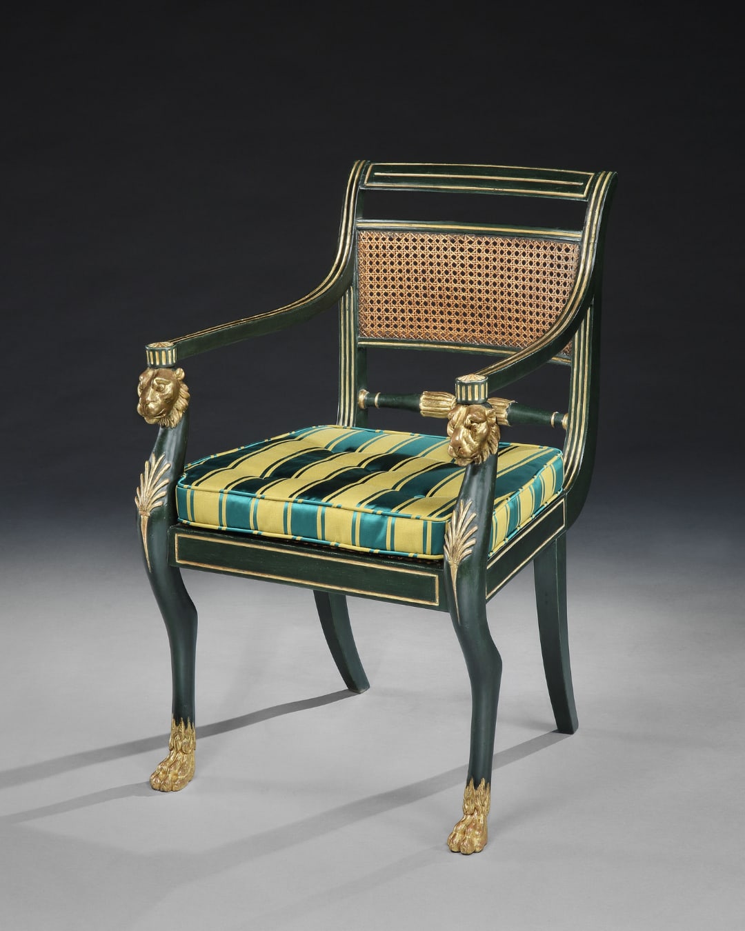 A REGENCY PARCEL GILT ARMCHAIR BY GILLOWS , English, circa 1815