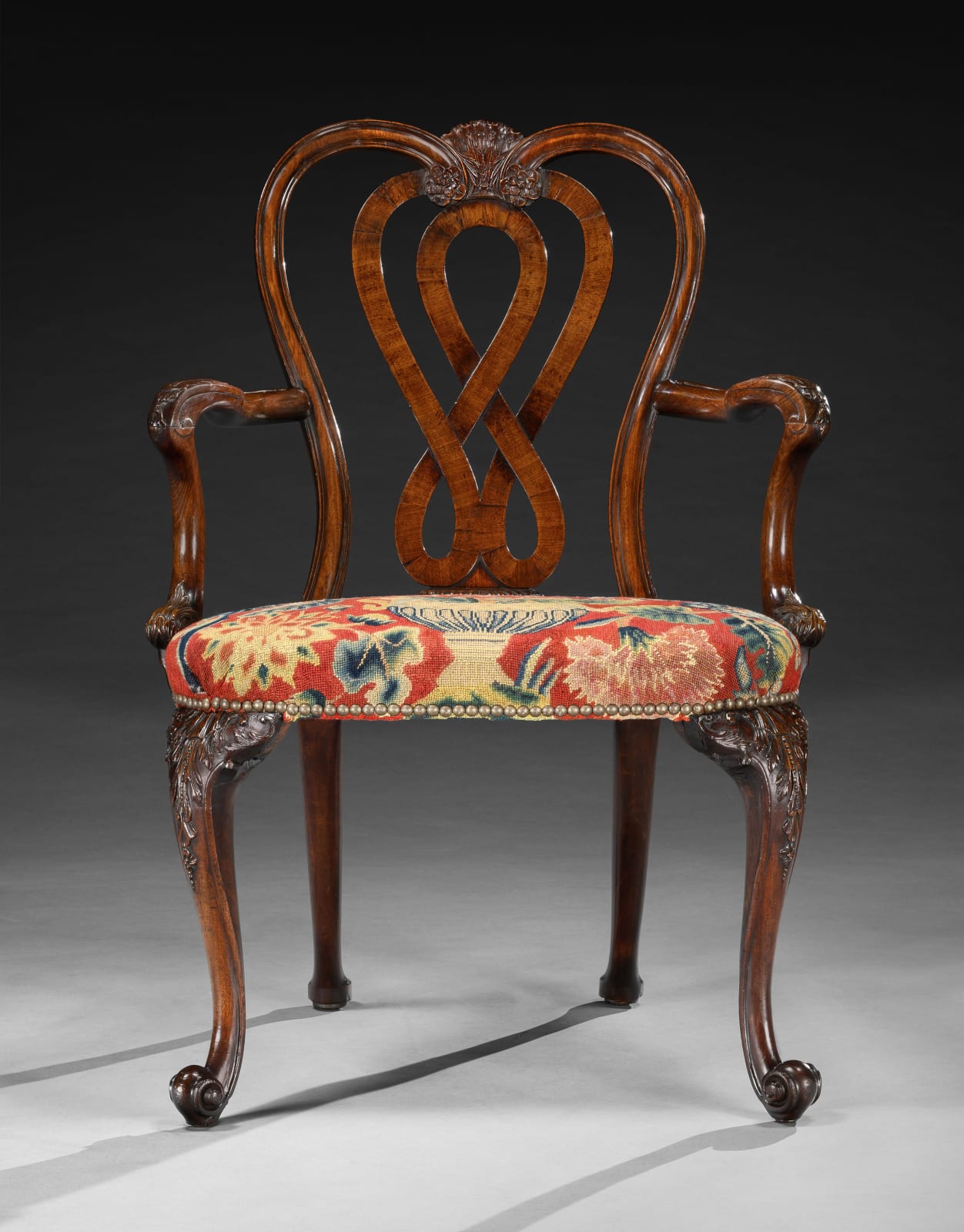 THE SAMUEL MESSER CHAIR, The armchair: English, circa 1750  The associated needlework cover: English, circa 1730