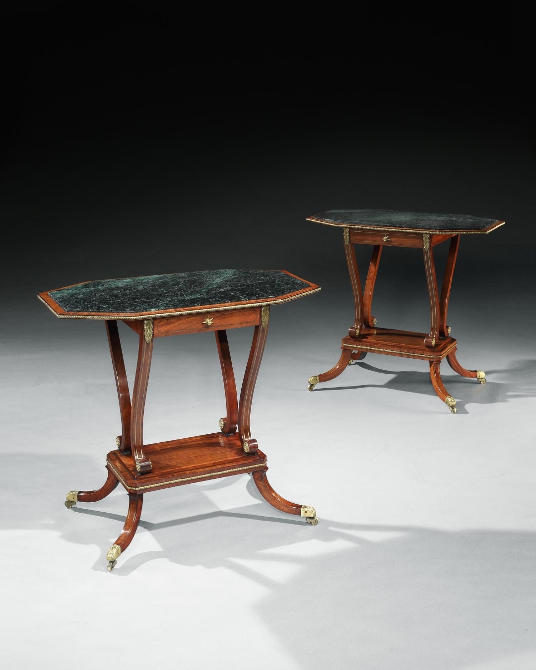 A PAIR OF REGENCY MAHOGANY SIDE TABLES, English, circa 1815