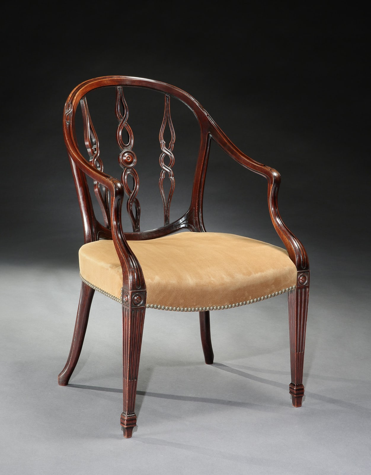 A GEORGE III MAHOGANY ARMCHAIR, English, circa 1780