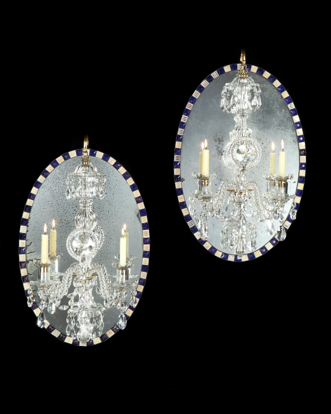 A PAIR OF IRISH GEORGE III MIRROR CHANDELIERS, Irish, circa 1785