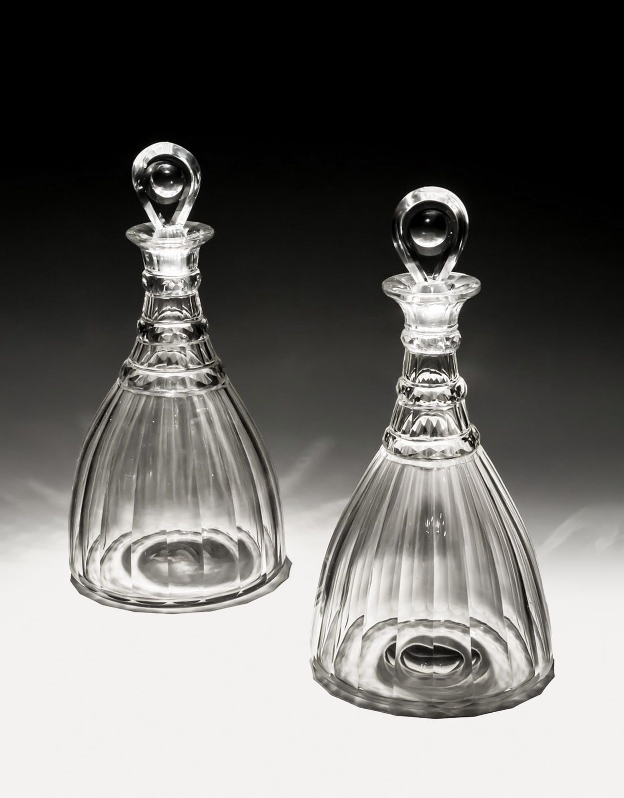 A PAIR OF SEMI SHIPS DECANTERS, English, circa 1800