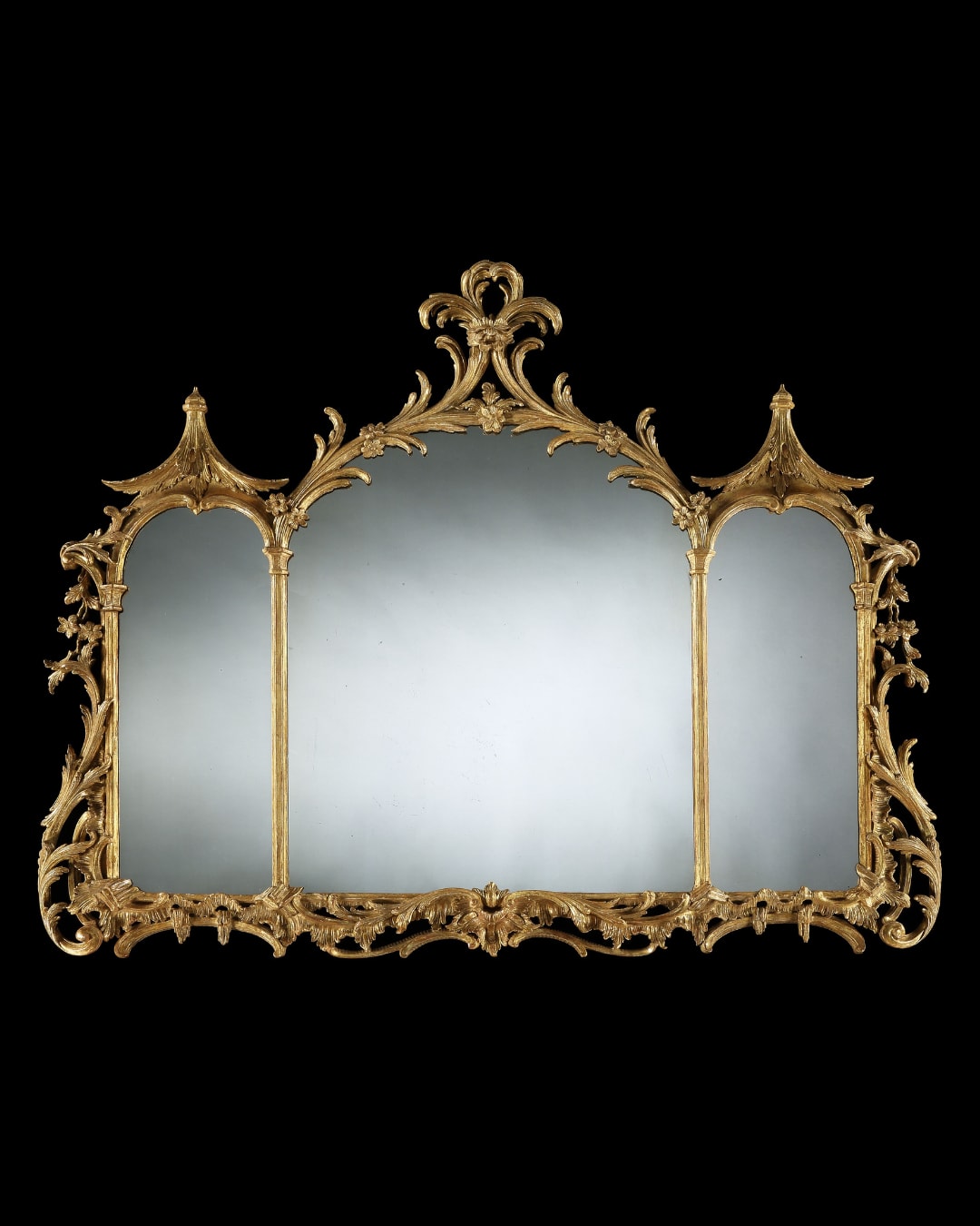 A GEORGE III GILTWOOD OVERMANTEL MIRROR, English, circa 1765
