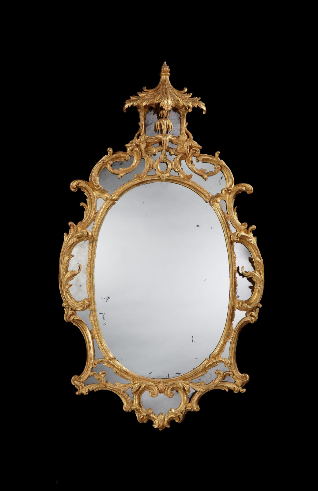 A GEORGE II GILTWOOD BORDER GLASS MIRROR, English, circa 1755
