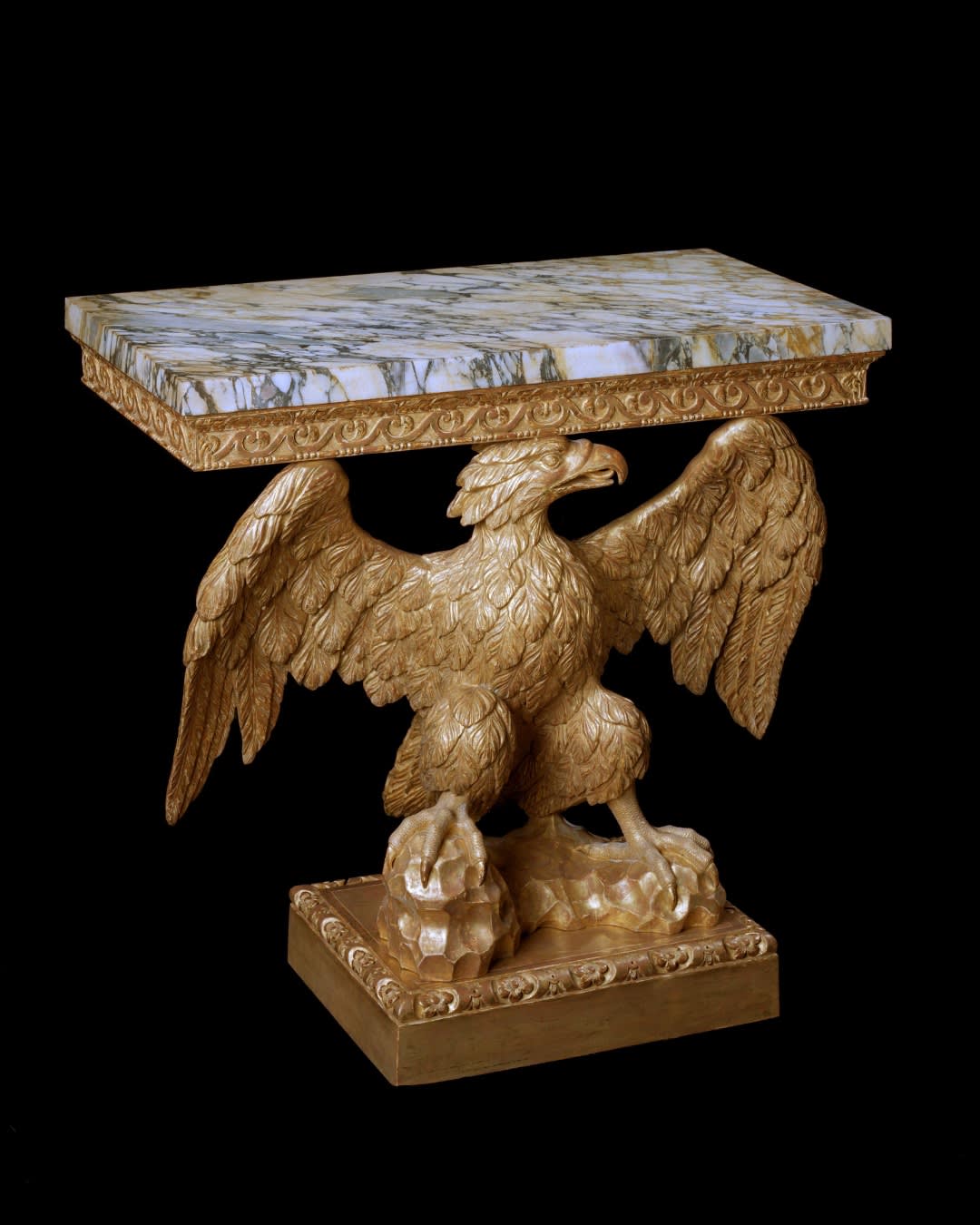 A GEORGE II GILTWOOD EAGLE CONSOLE TABLE ATTRIBUTED TO FRANCIS BRODIE, Scottish, circa 1740