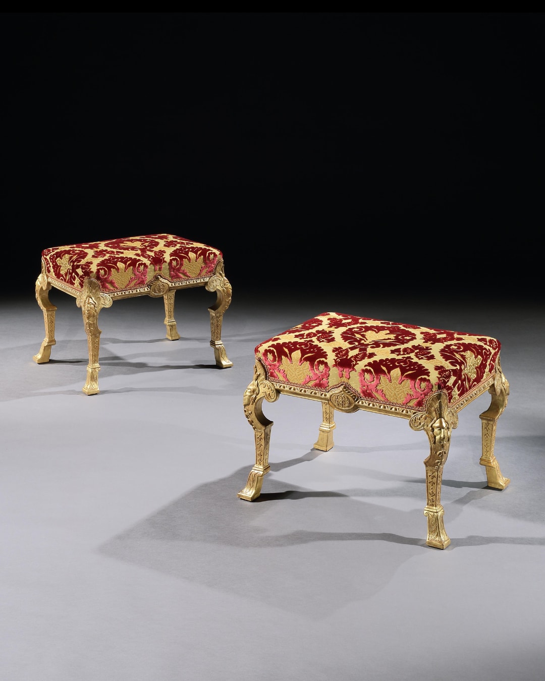 A PAIR OF GEORGE I GESSO STOOLS, English, circa 1720