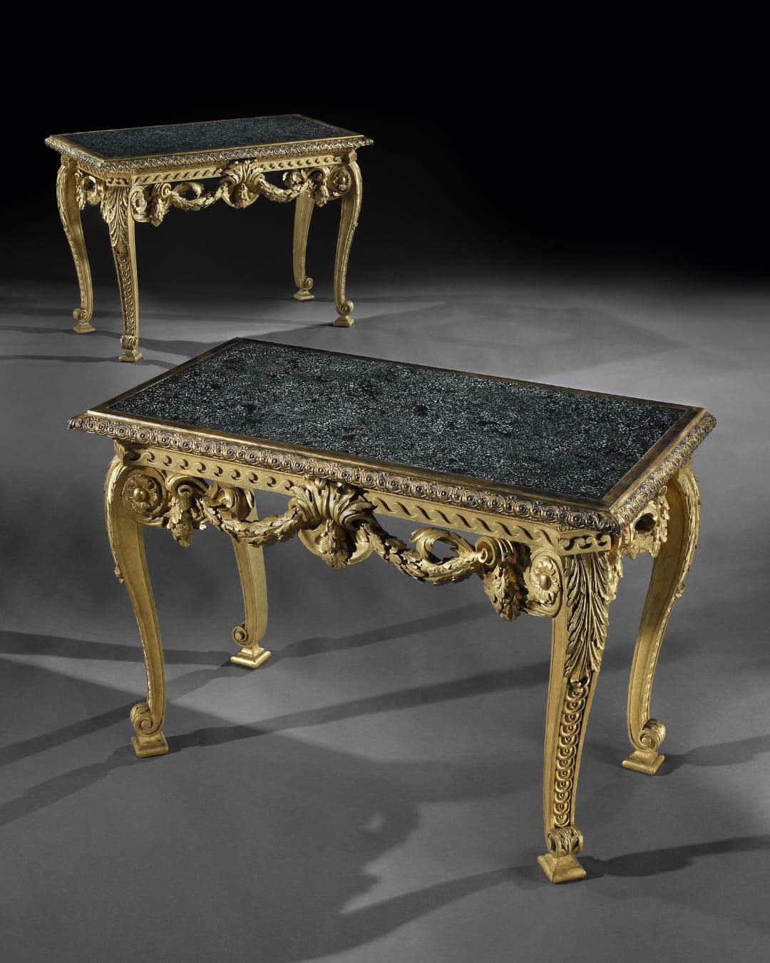 THE HOUGHTON HALL PORPHYRY SIDE TABLES, English, circa 1730