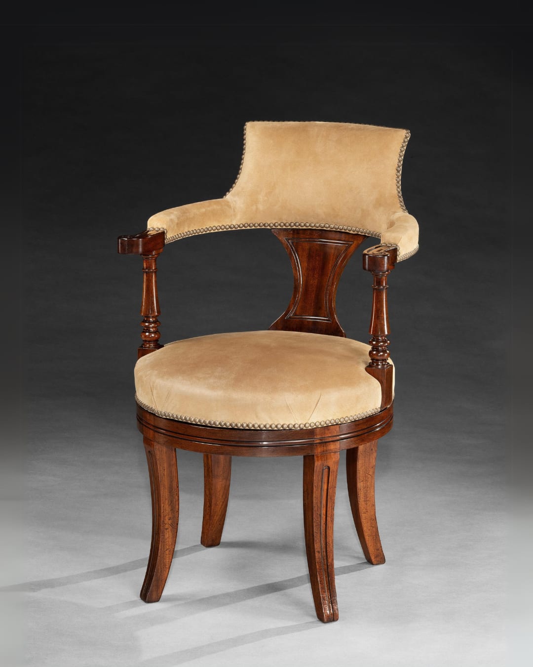 A REGENCY MAHOGANY SWIVEL DESK CHAIR, English, circa 1815