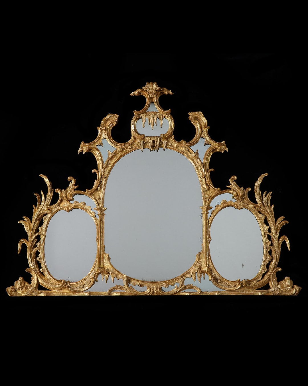 A GEORGE III GILTWOOD OVERMANTEL MIRROR, English, circa 1765