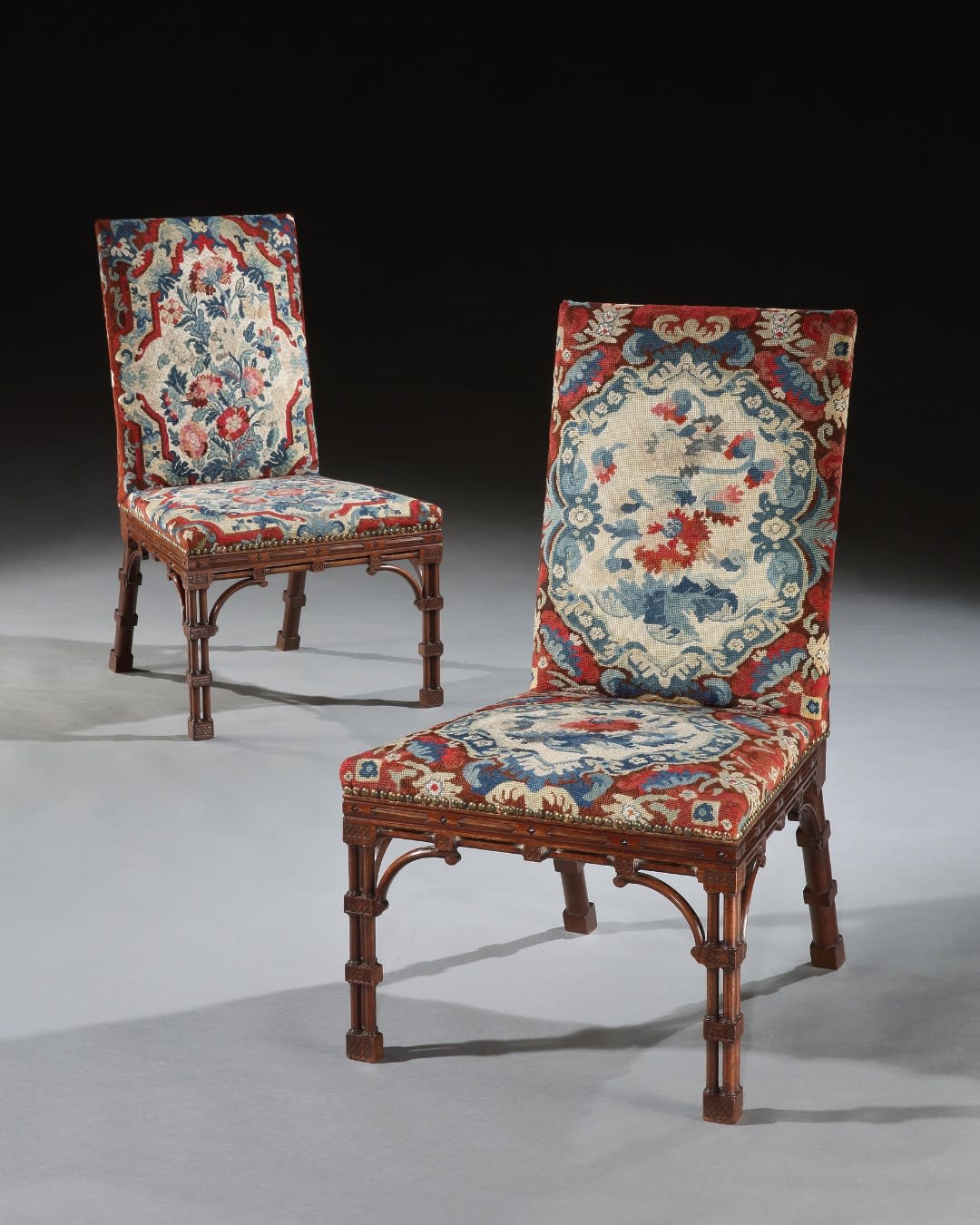 THE BRAMSHILL PARK CHAIRS, The chairs: English, circa 1750  The needlework covers: English, circa 1750