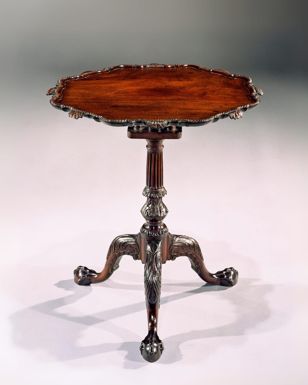A GEORGE II CARVED MAHOGANY TRIPOD TABLE, English, circa 1765