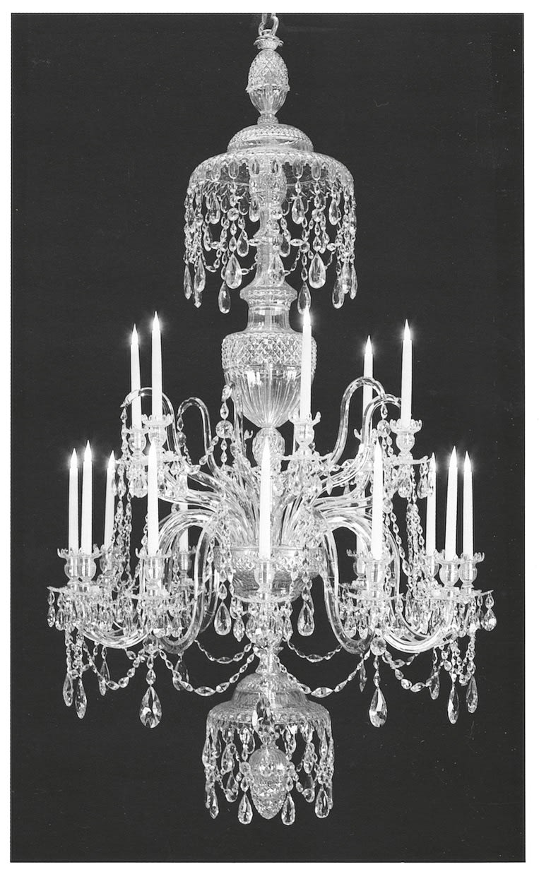 A GEORGE III CHANDELIER ATTRIBUTED TO WILLIAM PARKER, English, circa 1795