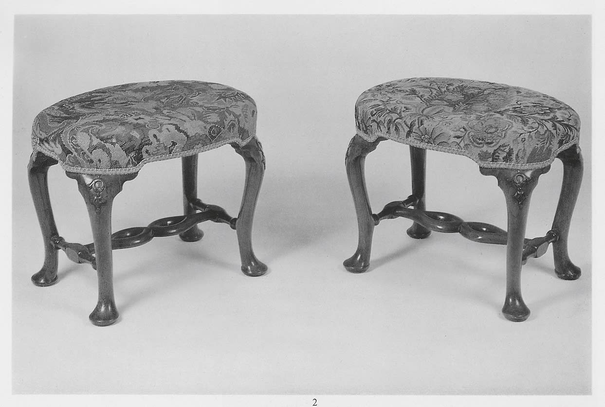 THE LEIDESDORF STOOLS, The stools: English, circa 1725 The associated needlework covers: French, circa 1730