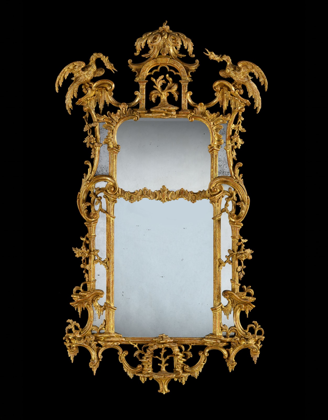 A SMALL GEORGE III GILTWOOD BORDER GLASS PIER MIRROR, English, circa 1765