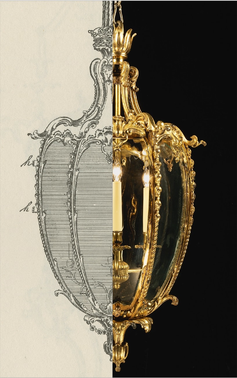 A VICTORIAN ORMOLU LANTERN TO A CHIPPENDALE DESIGN, English, circa 1850