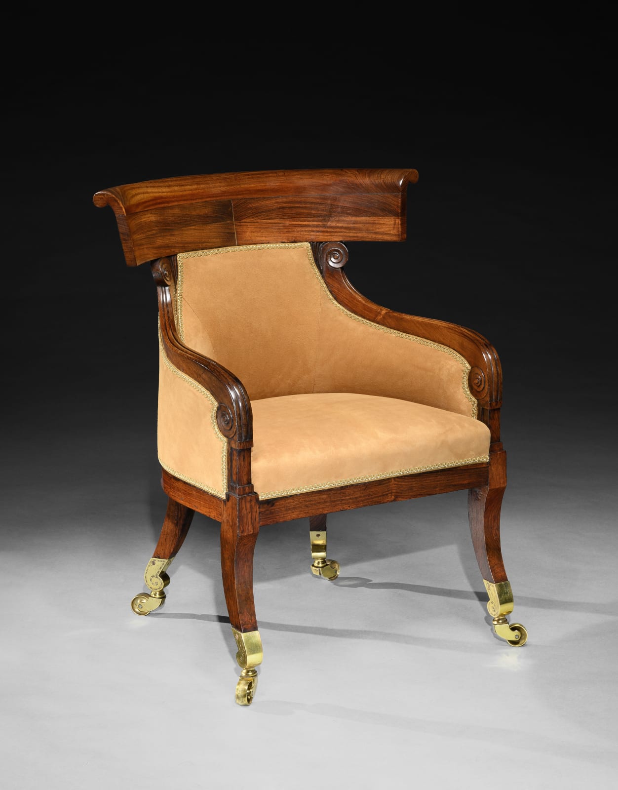 A PAIR OF REGENCY ROSEWOOD KLISMOS ARMCHAIRS, English, circa 1815