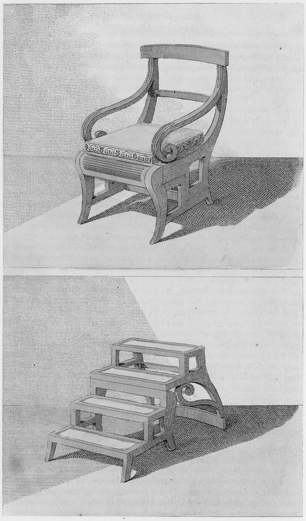A REGENCY MAHOGANY METAMORPHIC ARMCHAIR, English, circa 1811