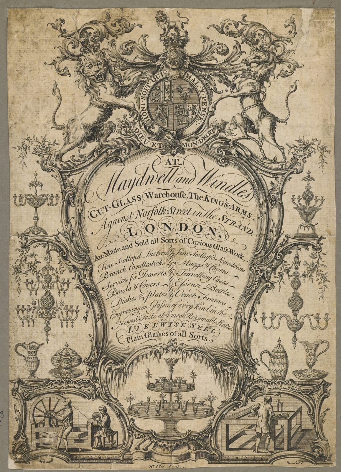 A GEORGE II CUT GLASS EIGHT LIGHT CHANDELIER, English, circa 1755