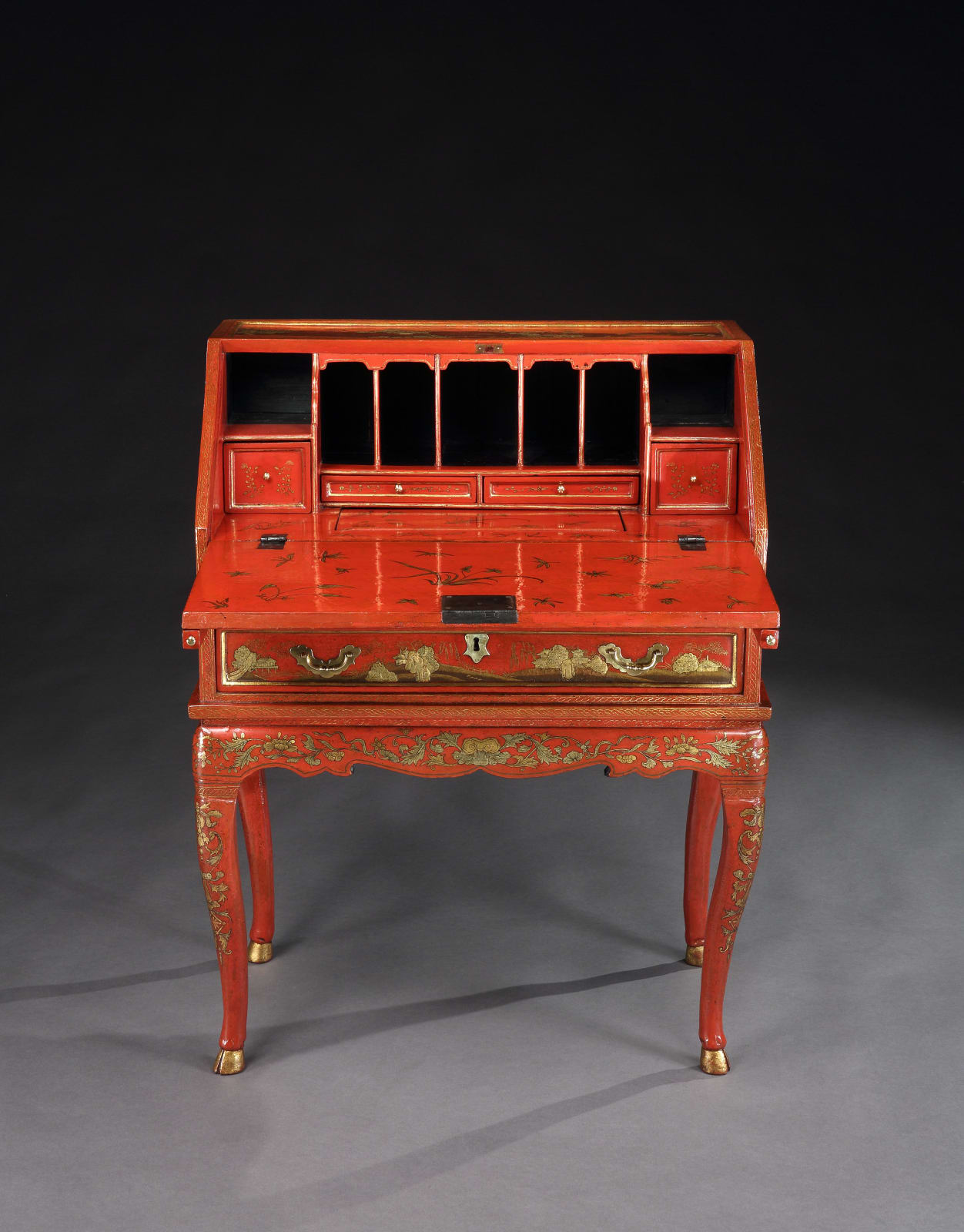A GEORGE II PERIOD CHINESE BUREAU ON STAND, Chinese, circa 1750