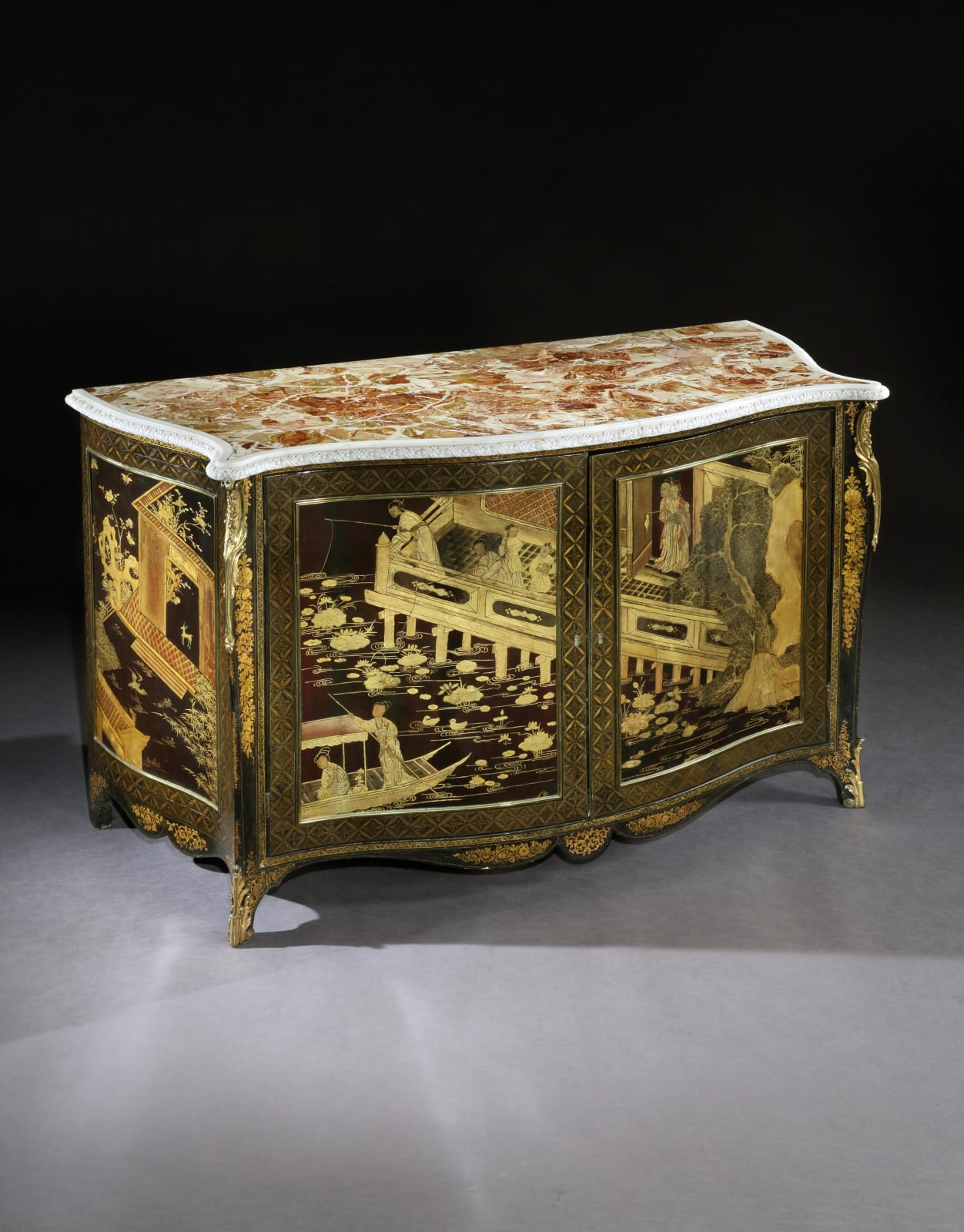 THE ASHBURNHAM PLACE LACQUER COMMODES, English, circa 1760