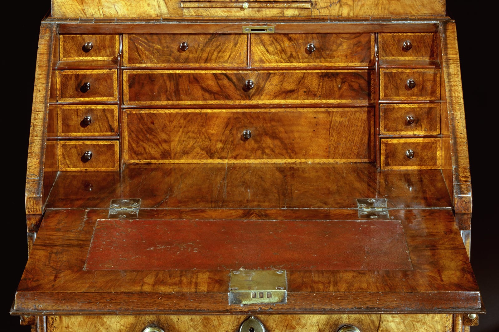 A GEORGE I WALNUT BUREAU BOOKCASE, English, circa 1715