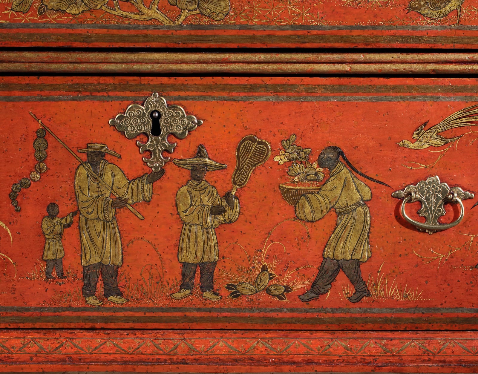 A WILLIAM AND MARY JAPANNED BUREAU CABINET, English, circa 1690