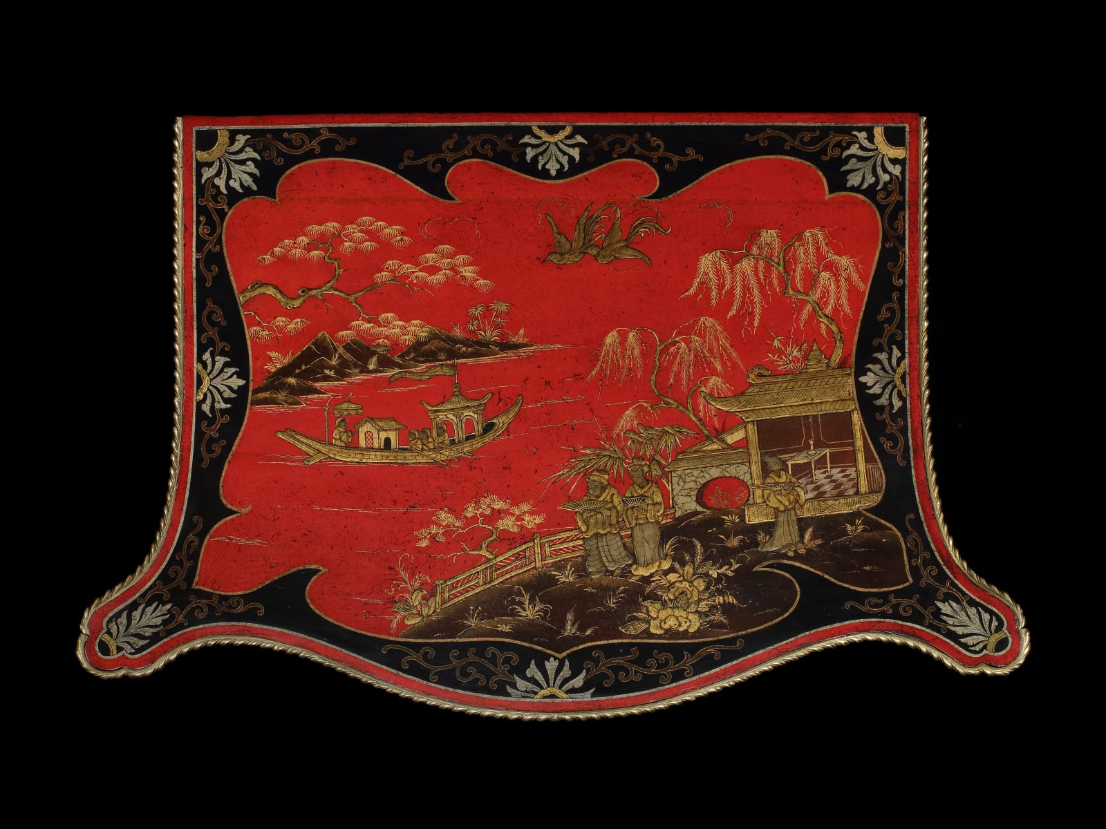 A GEORGE III SCARLET JAPANNED COMMODE, English, circa 1765