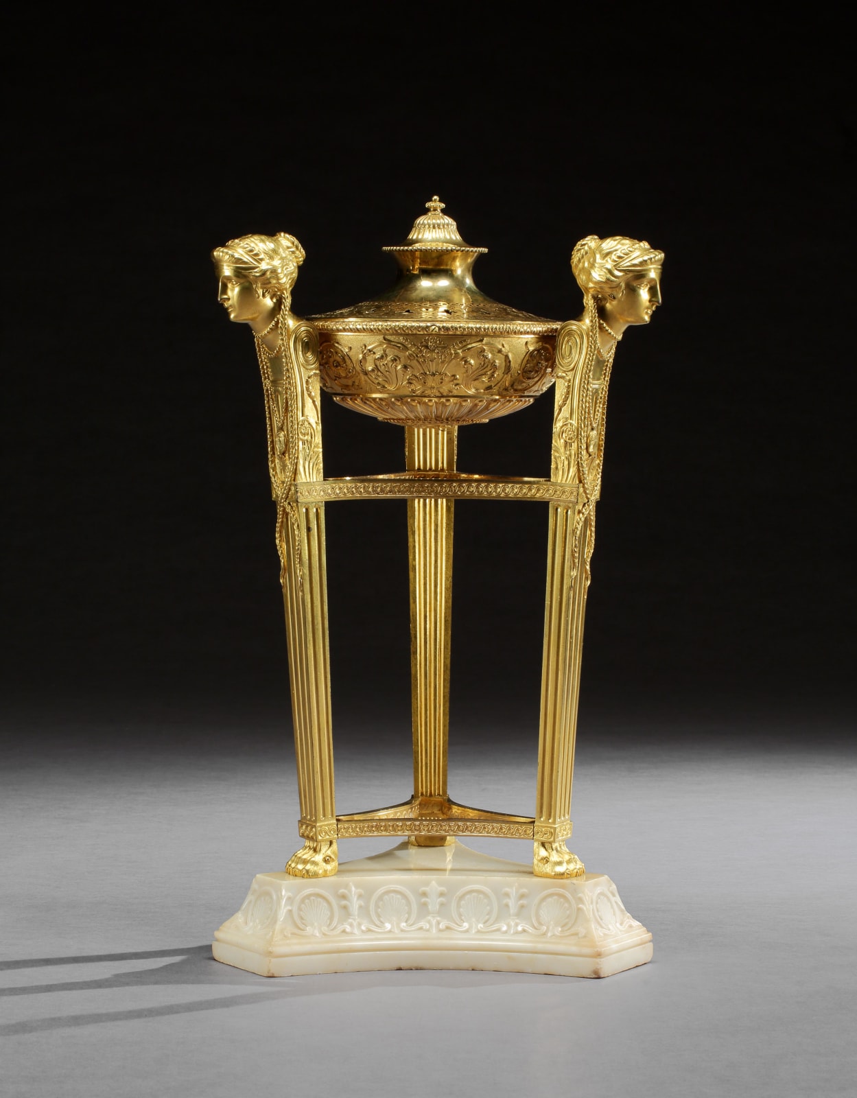 A GEORGE III ORMOLU AND MARBLE ATHENIENNE, English, circa 1775