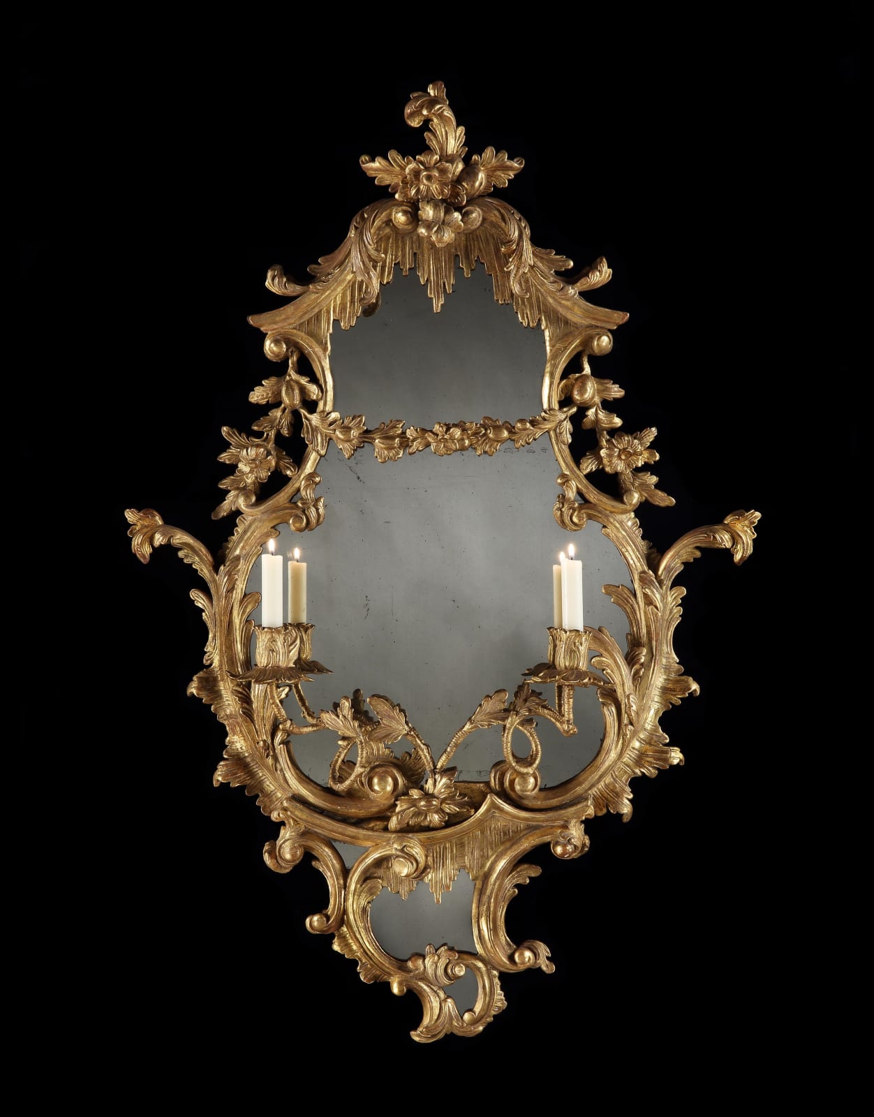 A PAIR OF GEORGE III GILTWOOD GIRANDOLES, English, circa 1765