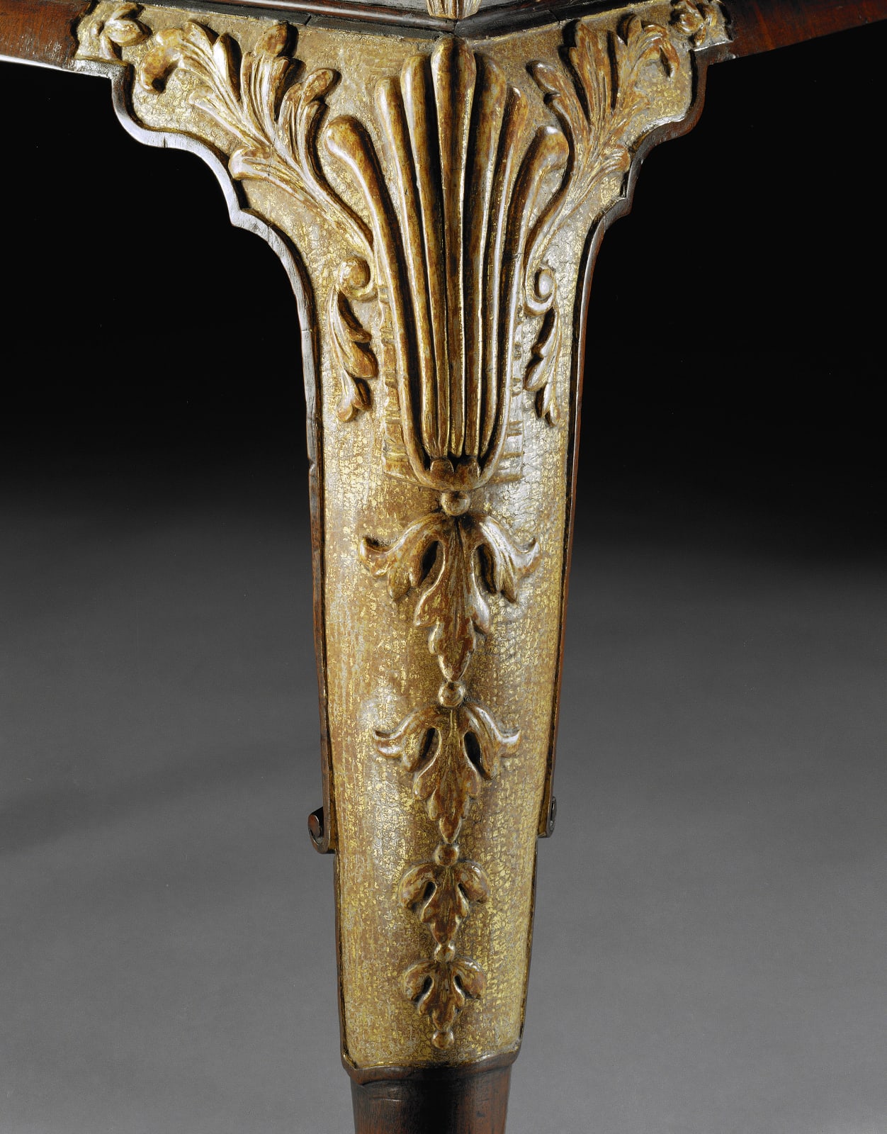 A GEORGE II PARCEL GILT MAHOGANY SIDE TABLE , English, circa 1740